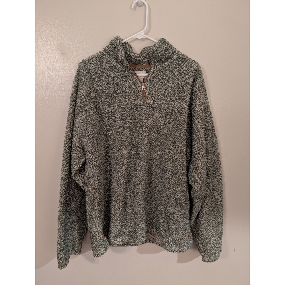 Charlie O. Kinnucan High Pile Sherpa Fleece Quarter Zip Pullover Sage Green Med
